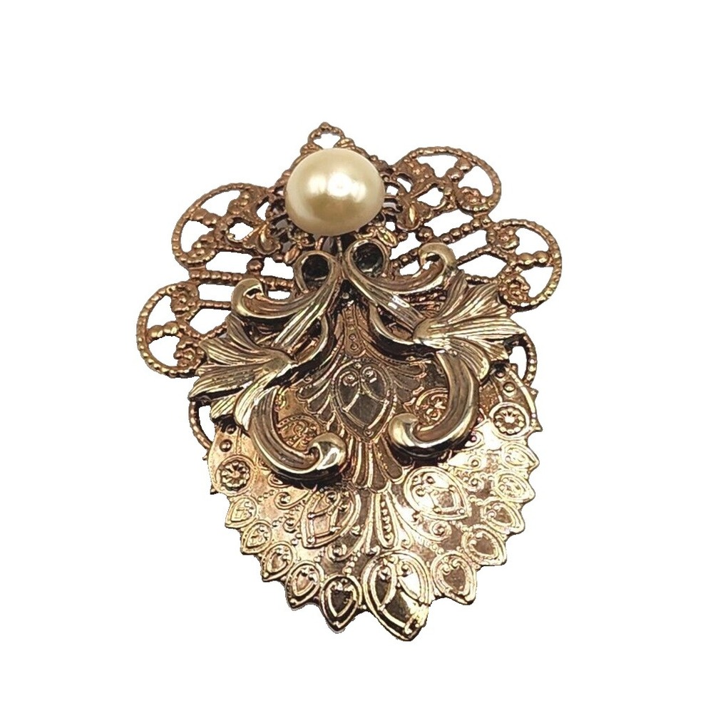 Jane Boutique Vintage Filigree Faux Pearl Gold Tone Handcraft Angeles of Love US